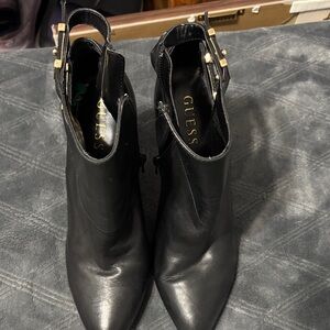 GUESS Black Ankle Booties with Gold Accents